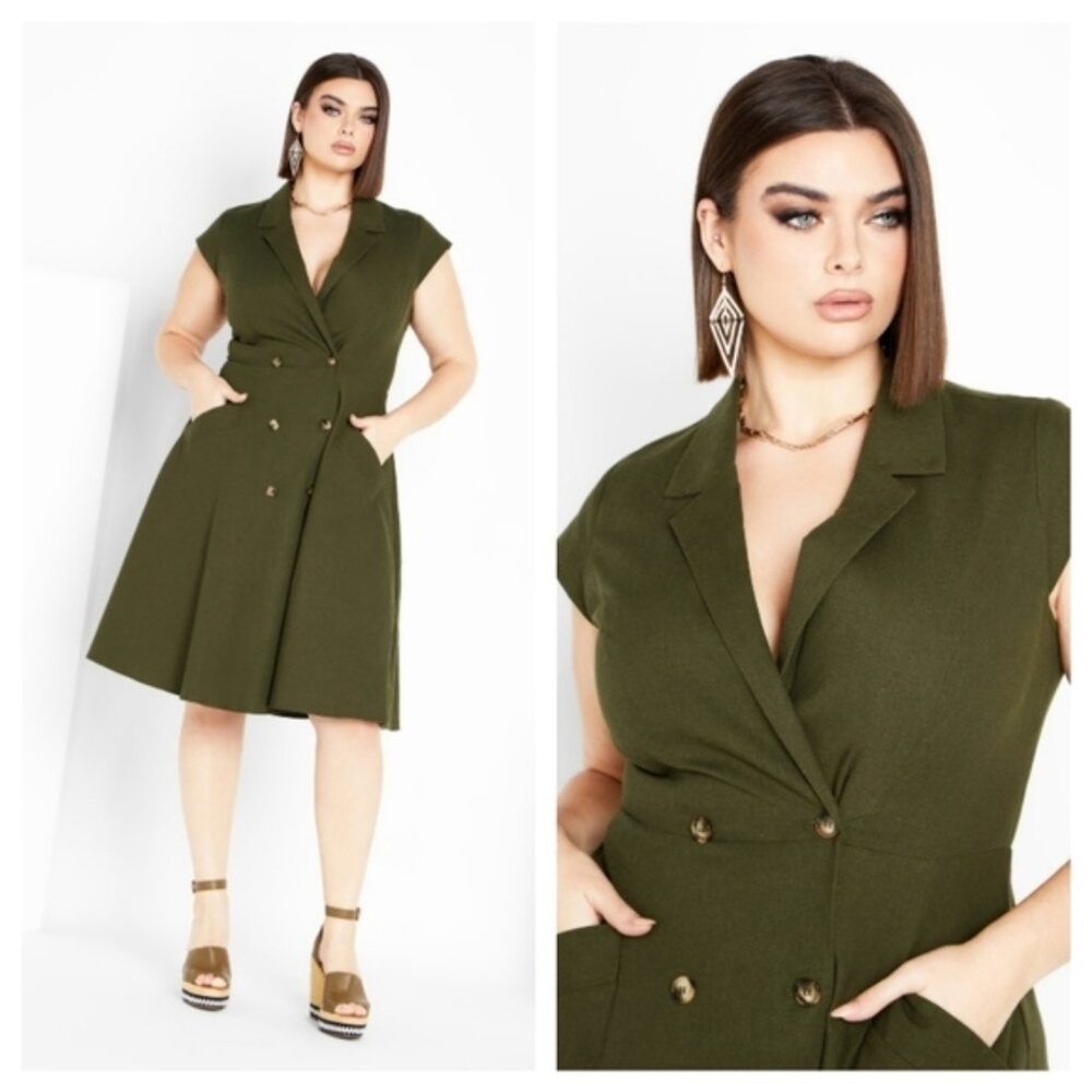 City Chic Olive Midi Dress - Picture 2 of 6